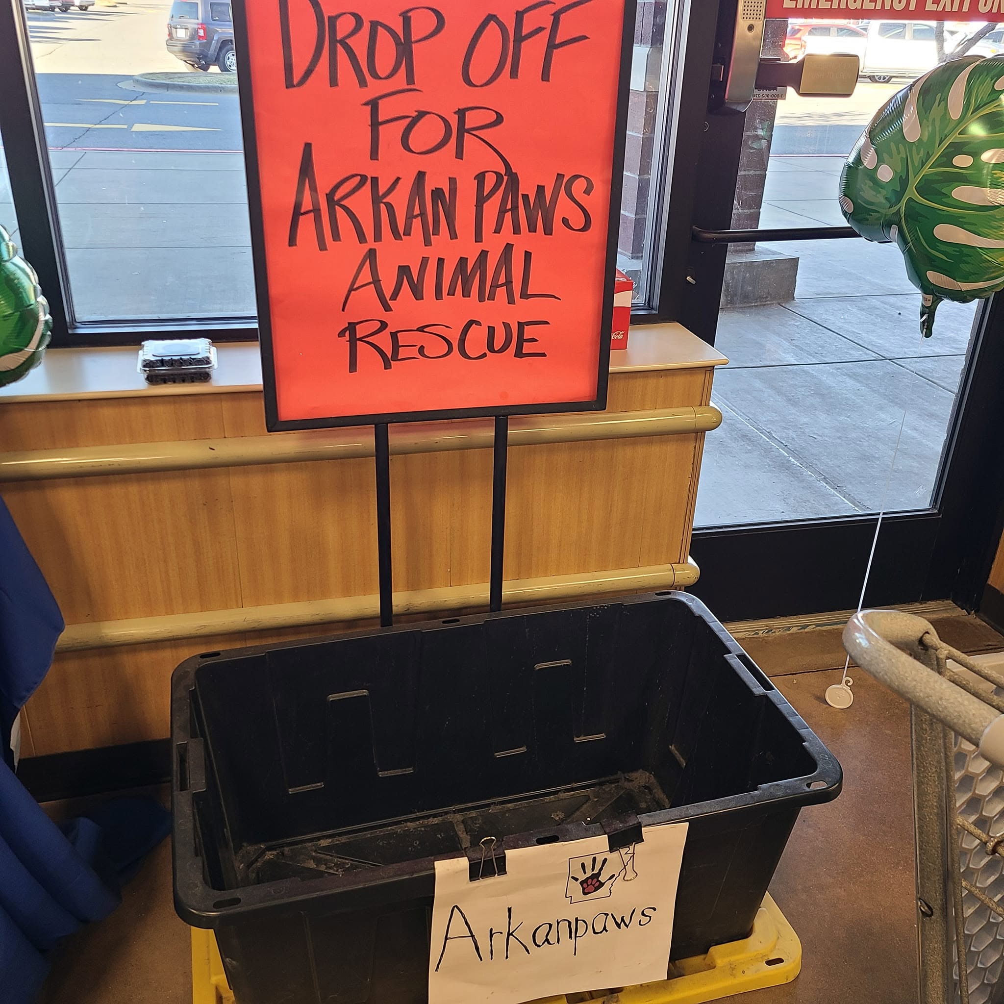The ArkanPaws donation bin at the Salem Road Kroger in Conway